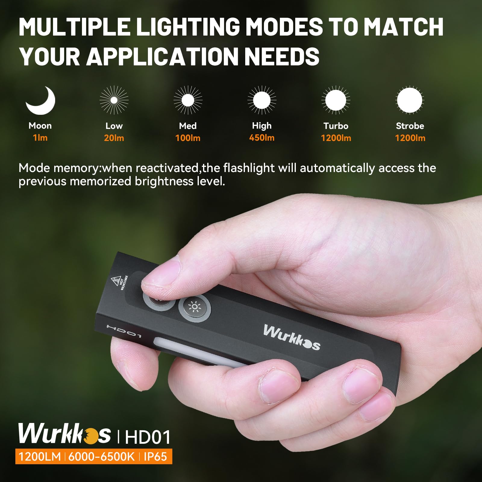 Wurkkos HD01 green light for enhanced night visibility and signaling
