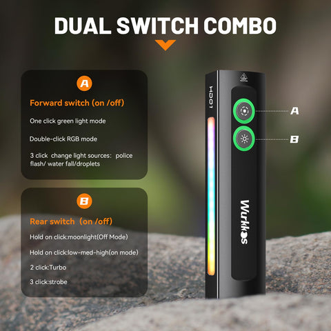 Wurkkos HD01 magnetic tail cap enables hands-free use on metal surfaces