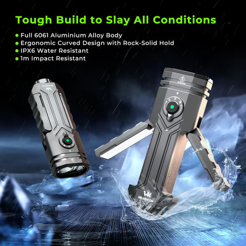 Wurkkos HD02 5000mAh rechargeable battery provides long runtime.