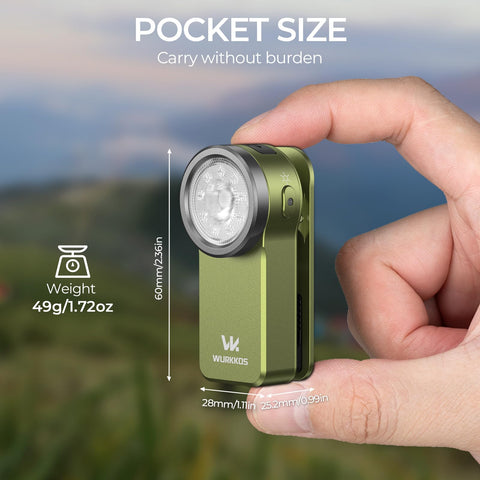 Wurkkos HD03 pocket clip with magnetic base for hands-free mounting