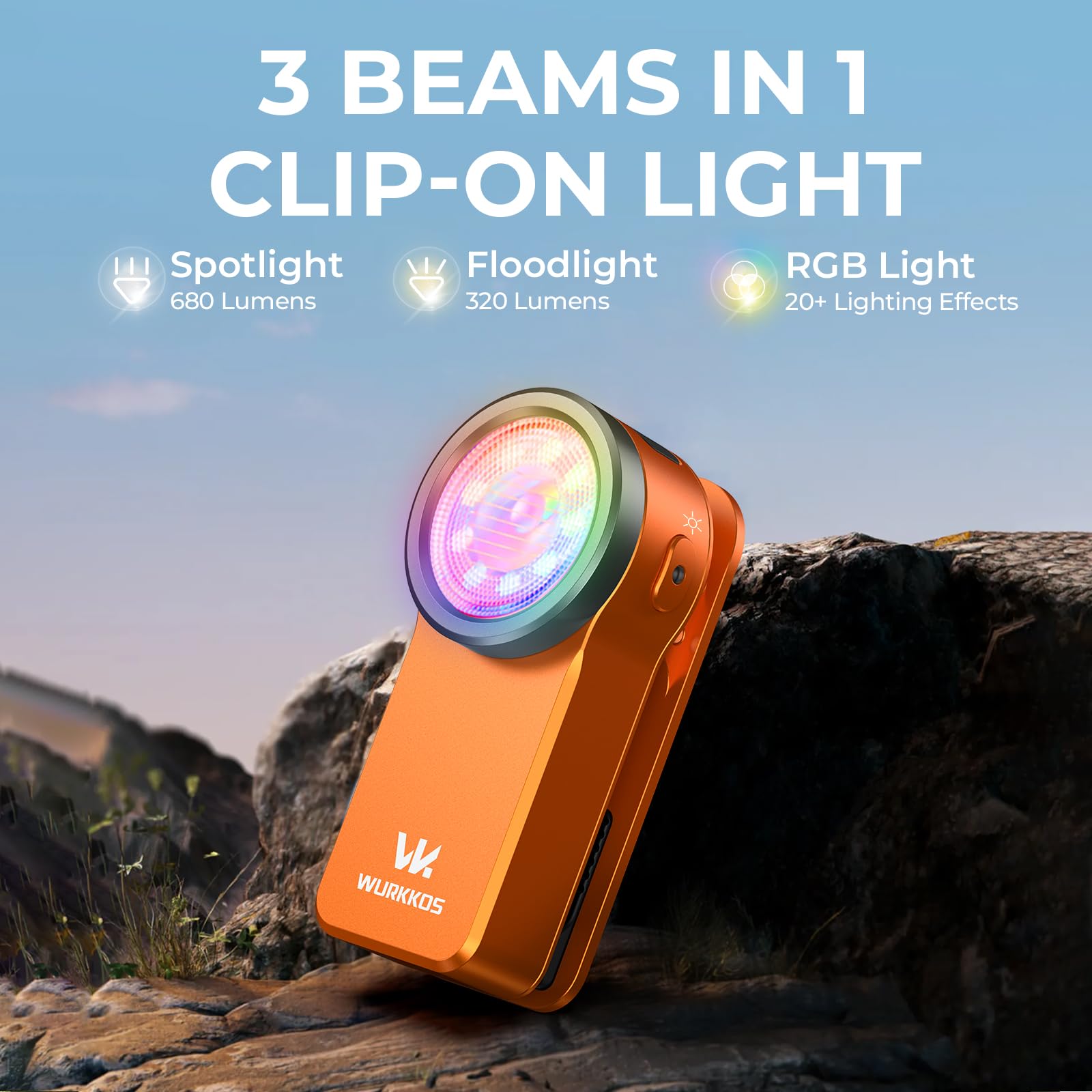 Wurkkos HD03 spotlight beam visible at distance for hazard detection