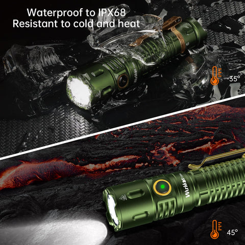 Wurkkos TD04 IP68 waterproof and 1.5m drop-tested durability.