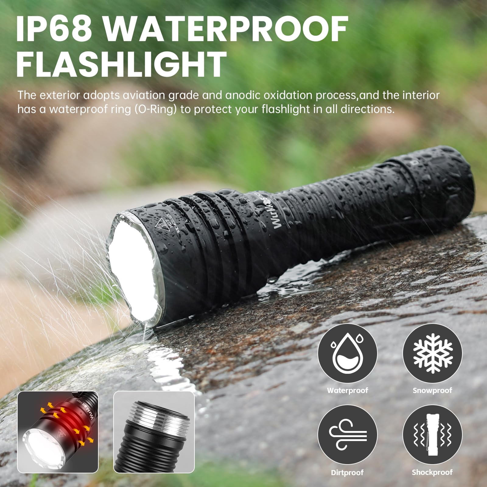 Wurkkos TS23 IP68 waterproof protection endures dust and water exposure