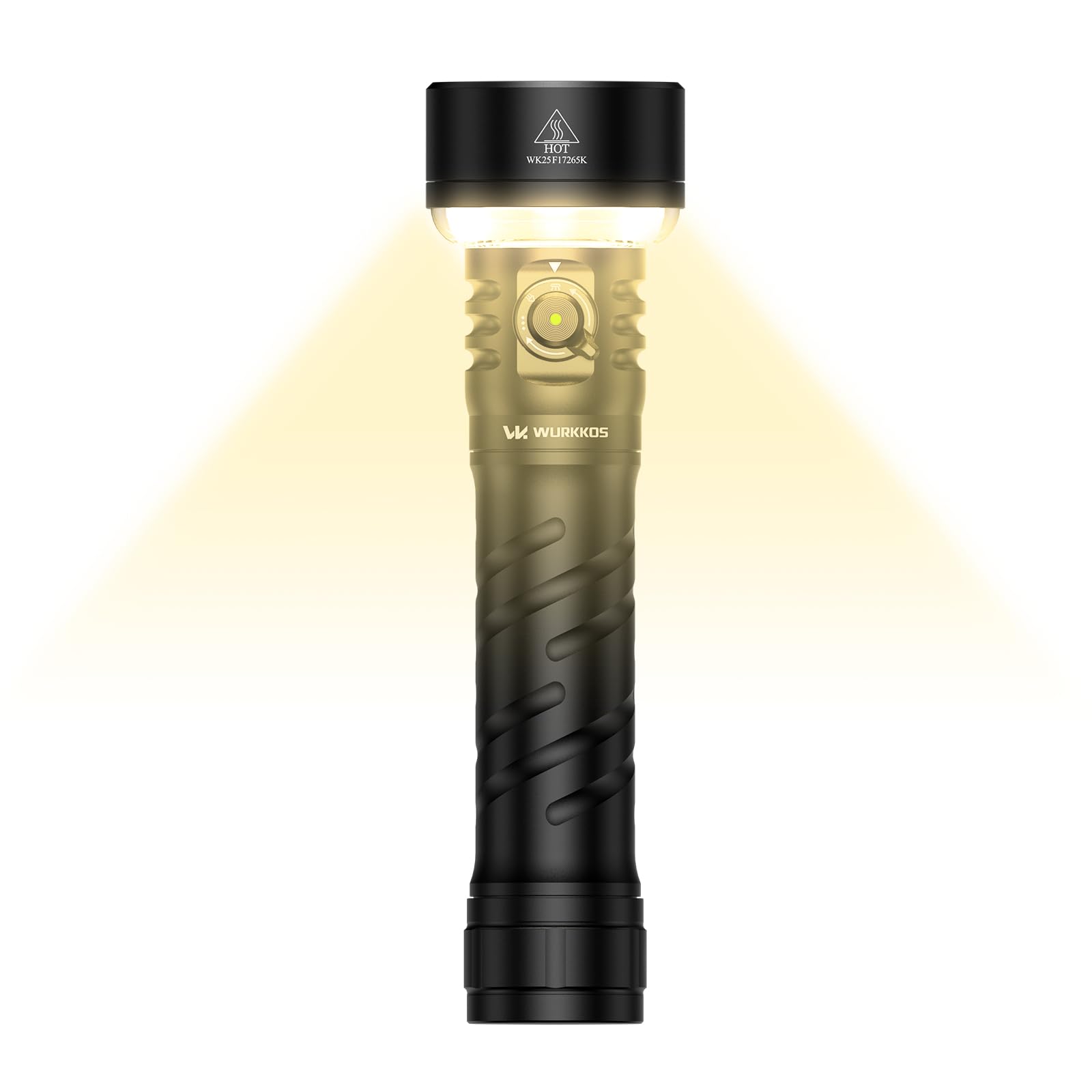 Wurkkos TS27 front beam for long-range visibility outdoors.