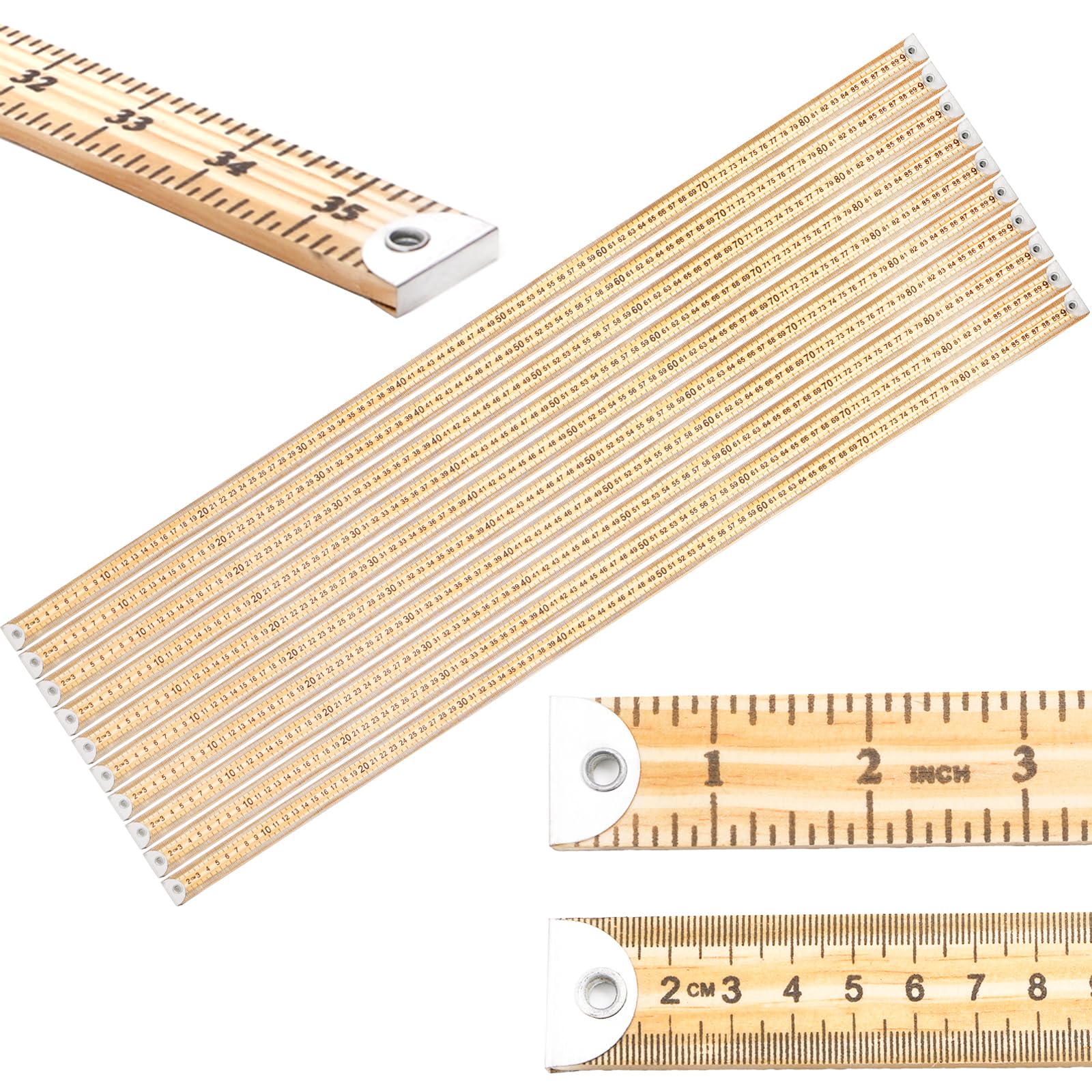 WUWEOT 10-pack 36-inch yardsticks bulk for classrooms and workshops