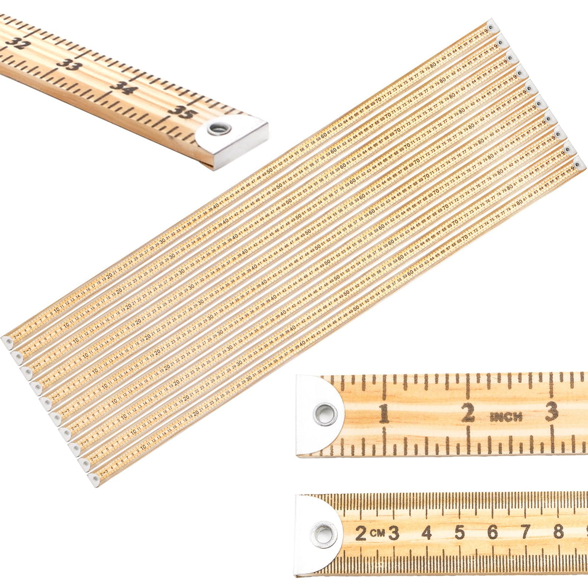 WUWEOT 10-pack 36-inch yardsticks bulk for classrooms and workshops