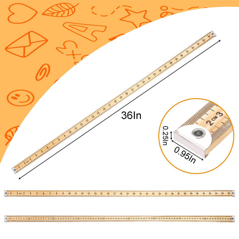 WUWEOT double-sided yardstick markings show inches and centimeters for versatility