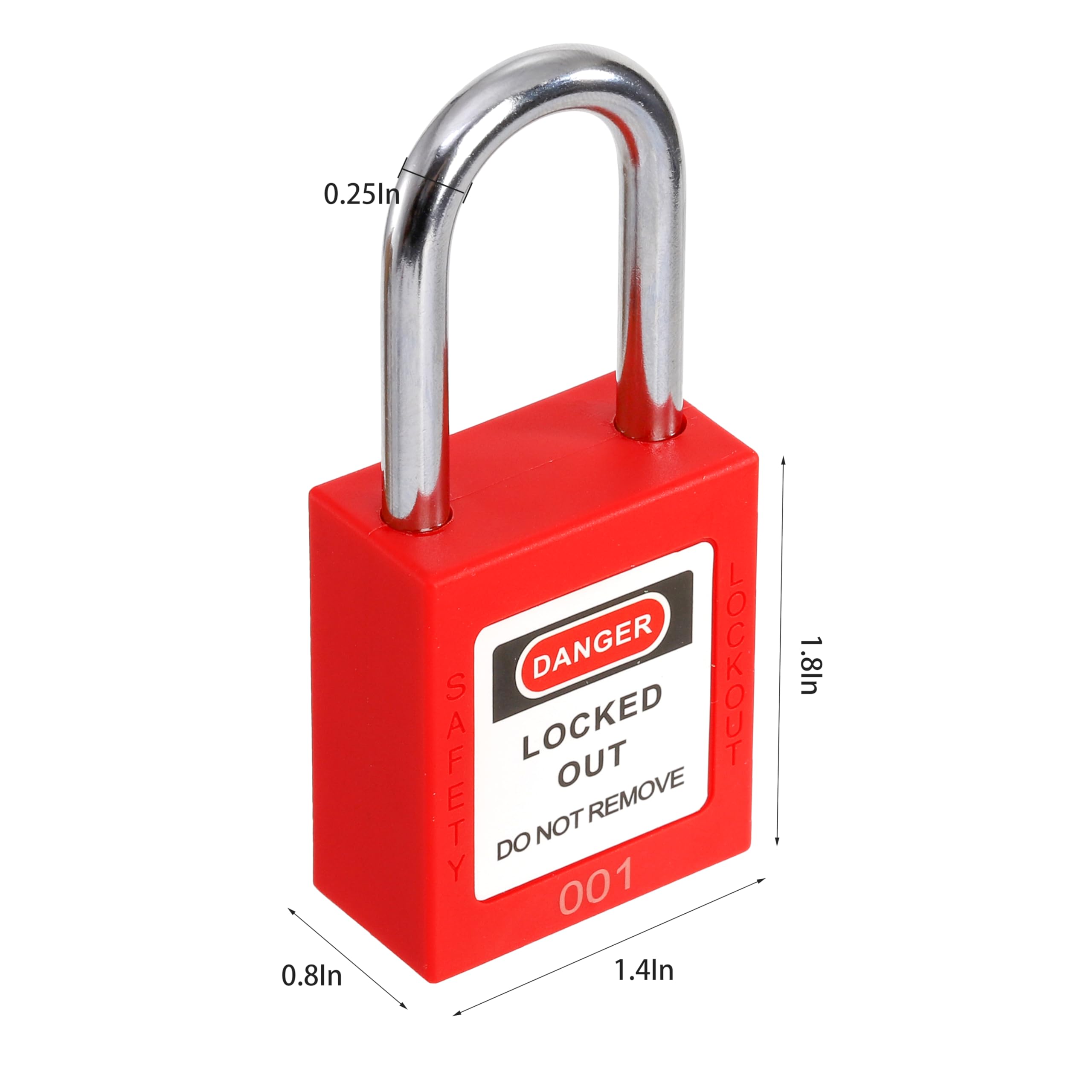 WUWEOT red LOTO padlocks in pack highlighting keyed-different design.