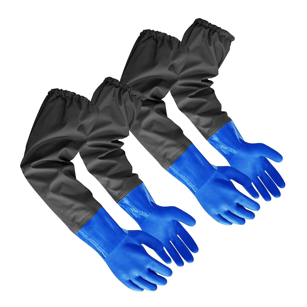 WUYANGXD elbow-length blue gloves front view for extended protection