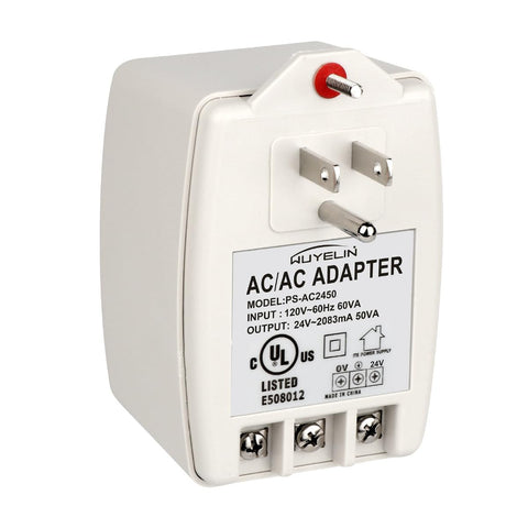 WUYELIN 24VAC 50VA wall transformer front view showing power-ready housing