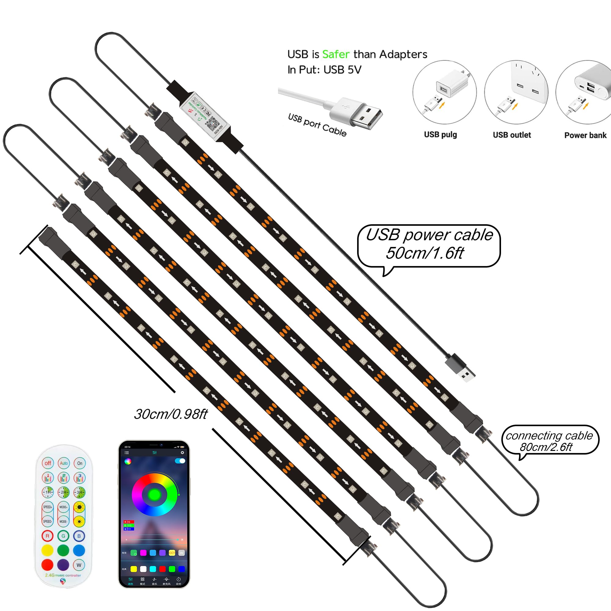 WUYXPG LED Strip Lights strong adhesive backing for secure mounting