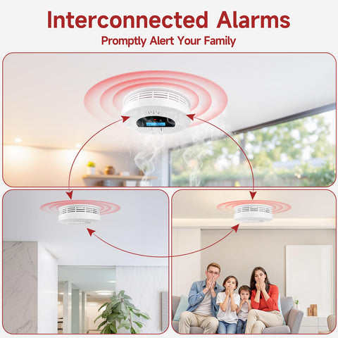 WUZETIAN interconnected detectors system mounted on ceiling shows instant alert readiness.