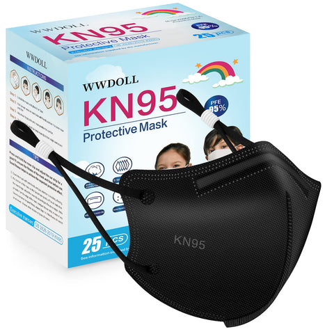 WWDOLL Kids KN95 mask with adjustable ear loops for a secure, comfortable fit on kids