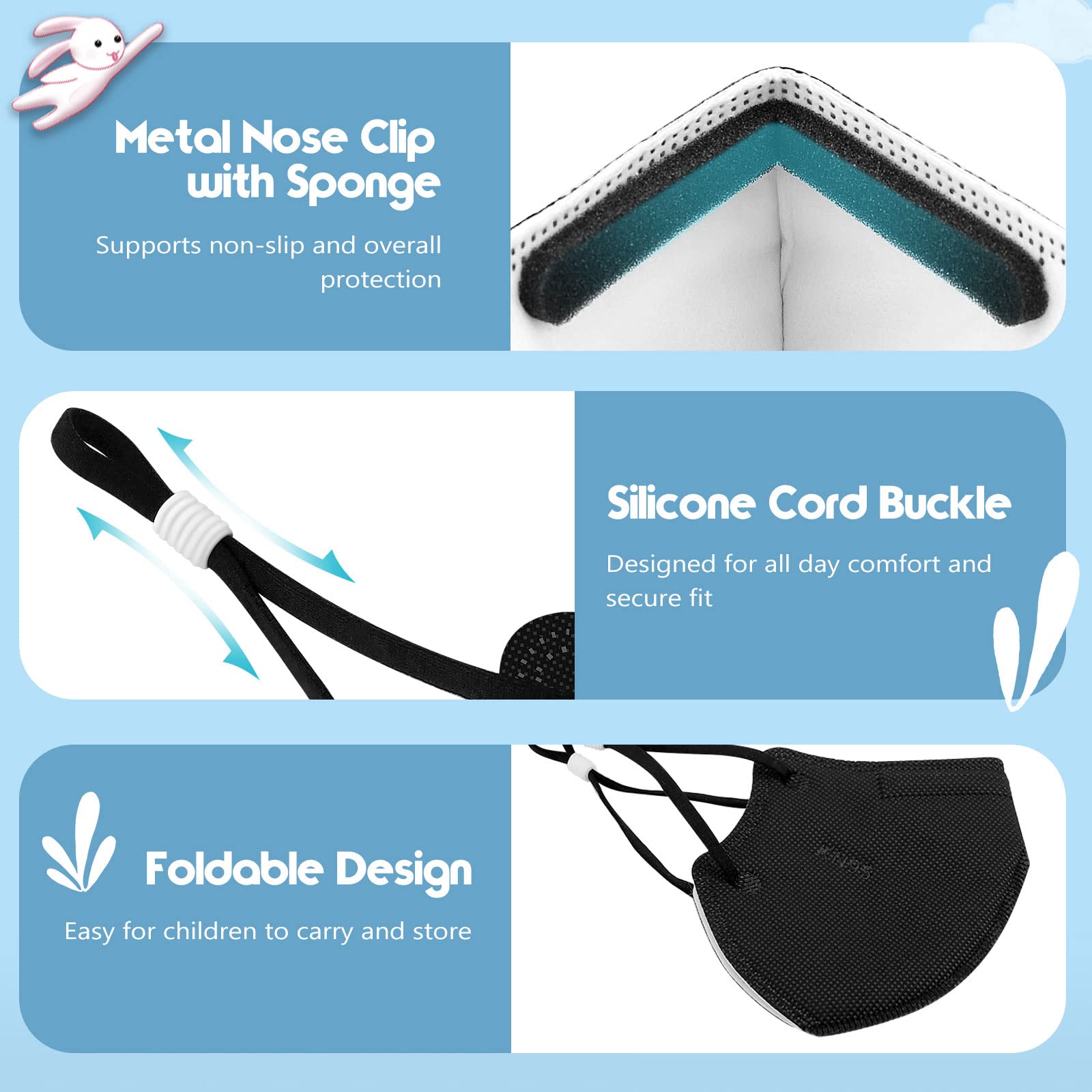 Discreet black disposable mask ideal for daily kid use by WWDOLL