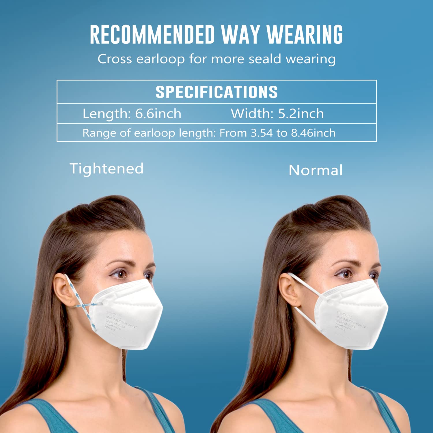 WWDOLL KN95 mask elastic earloops provide comfortable wear.