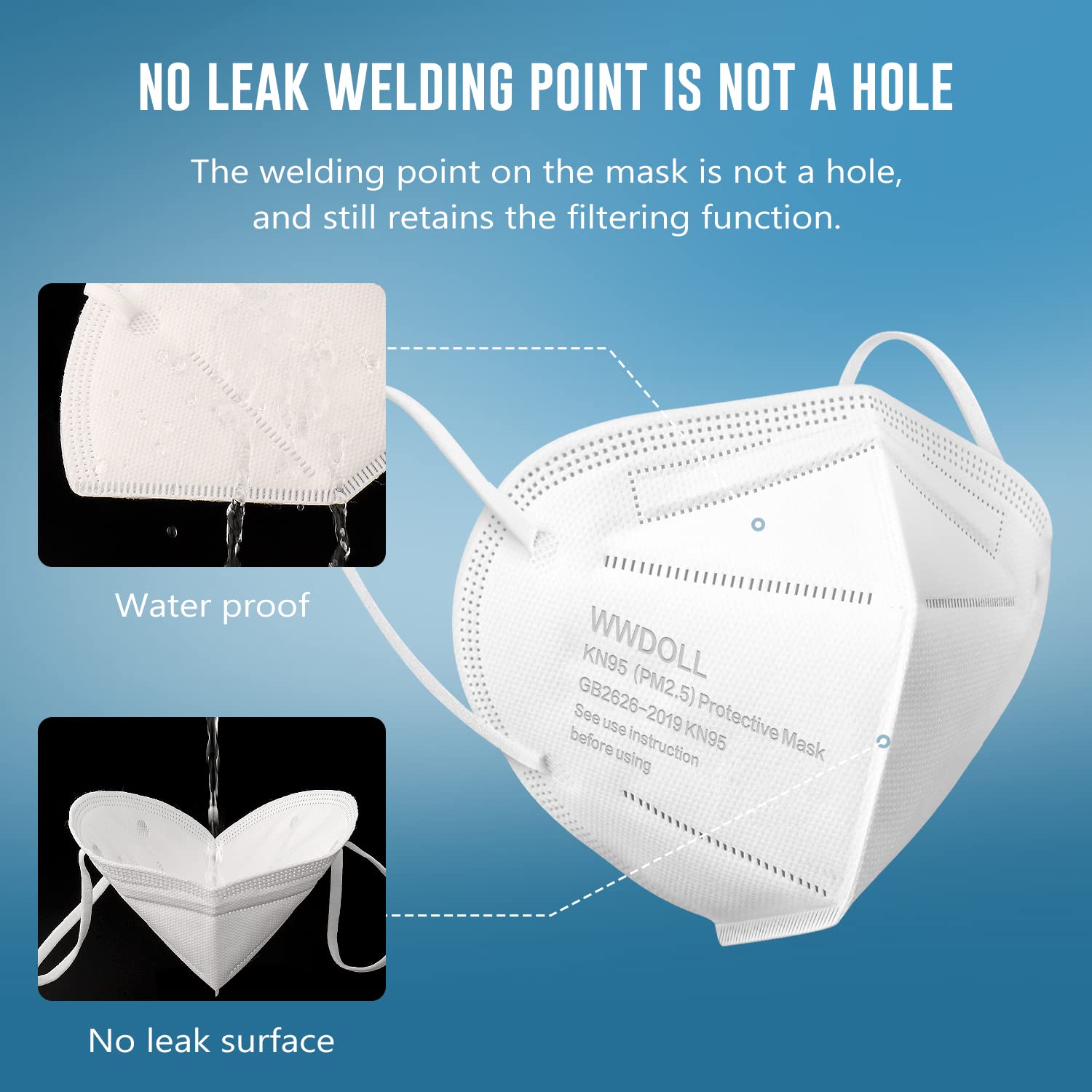 WWDOLL KN95 mask adjustable nose clip ensures a secure seal.