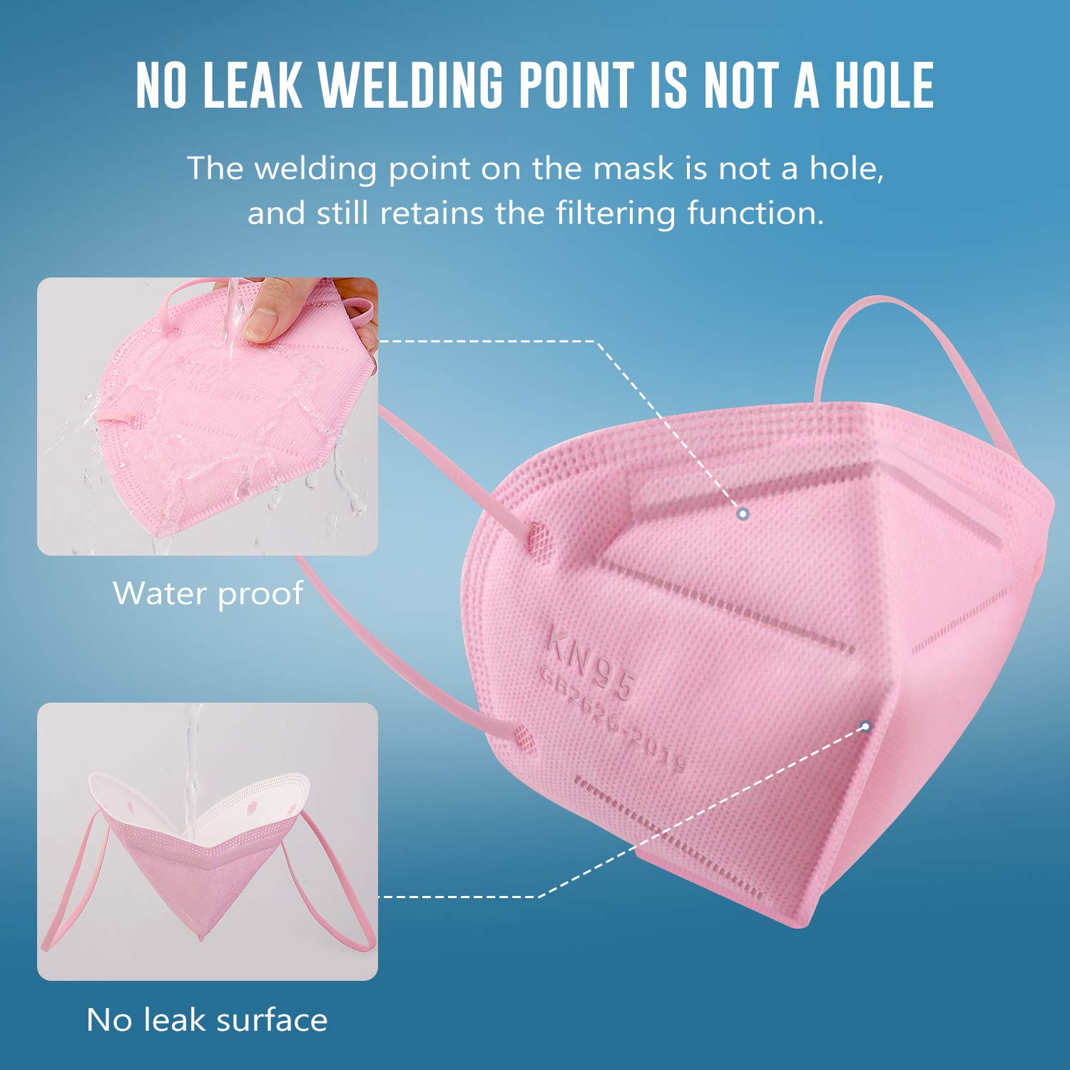 3D fit design of WWDOLL KN95 mask providing snug seal in pink