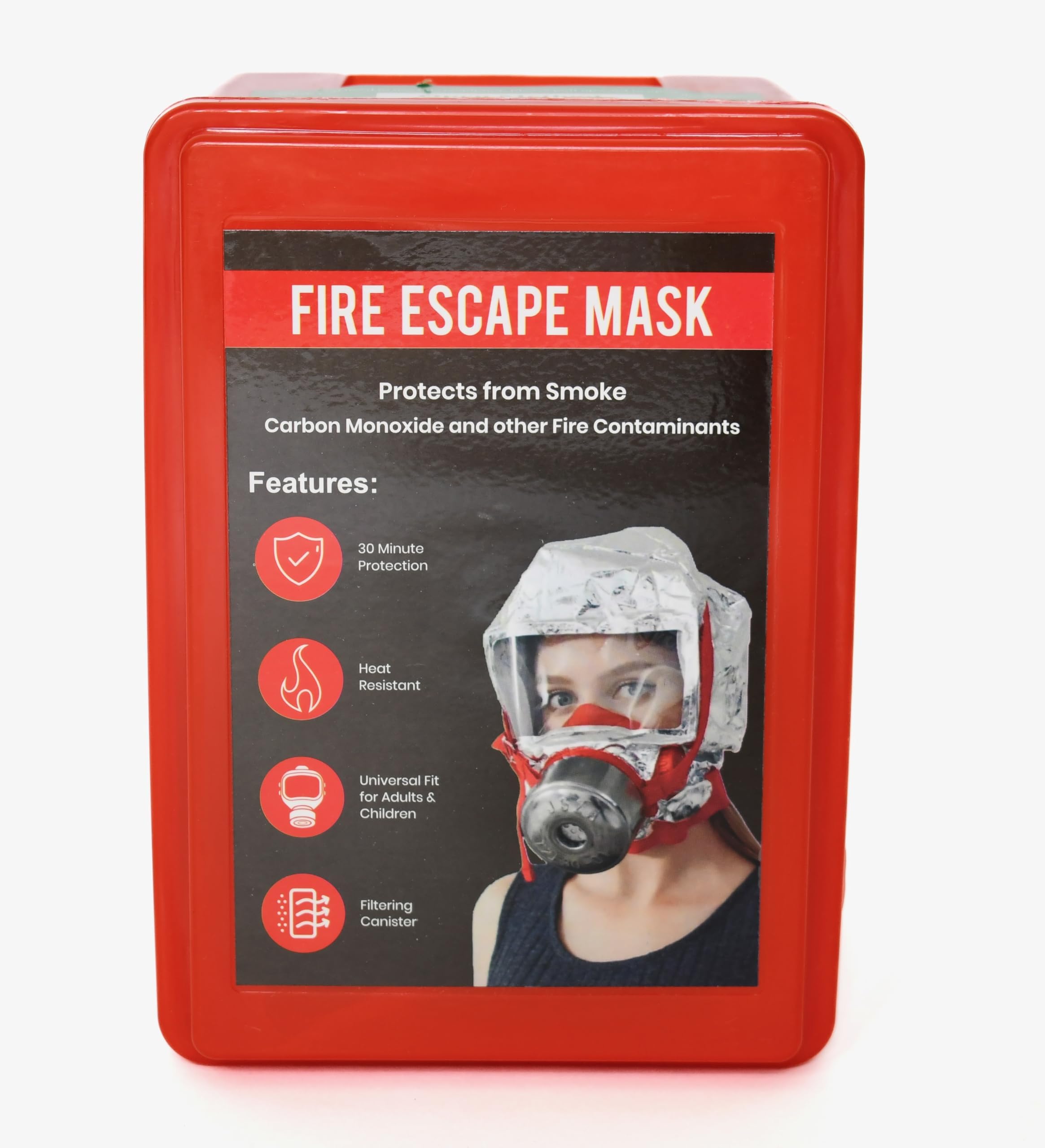 WWILKEN Fire Escape Mask hood in compact storage case for easy home readiness