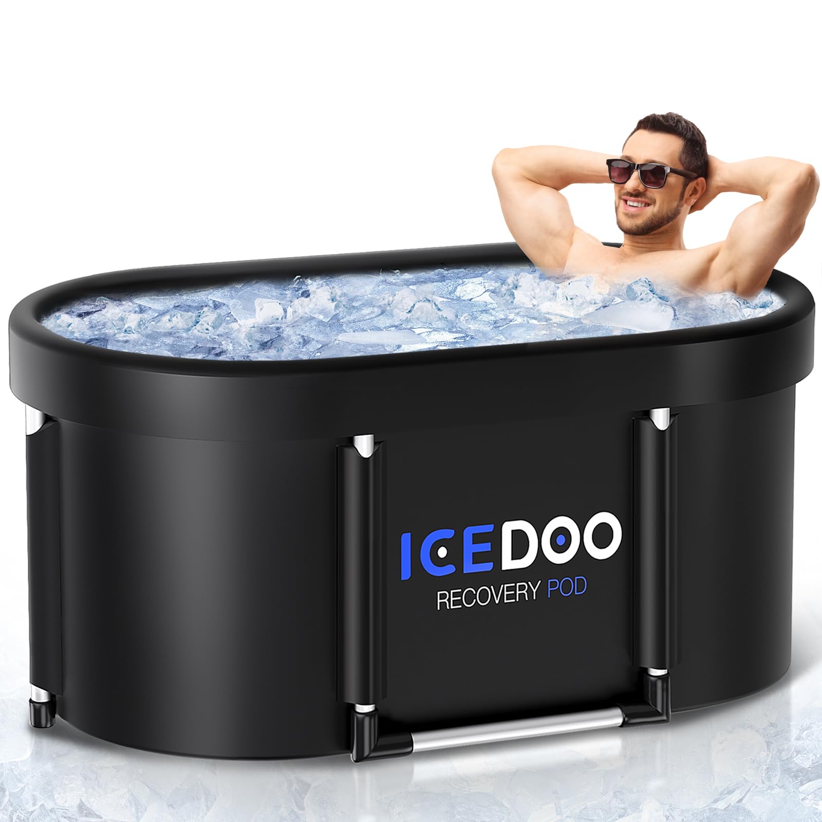 Wxtkkom 139-gallon oval ice bath tub offers ample full-body immersion space.
