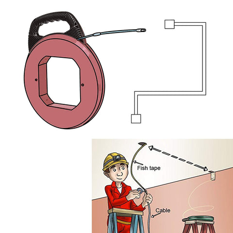 WXTOOLS 100 ft fish tape protective reel keeps tape safe