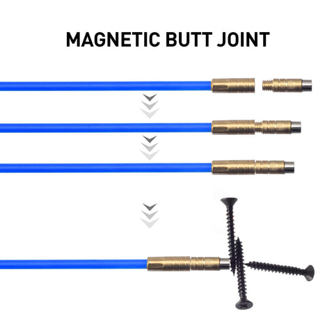 WXTOOLS extendable fiberglass rods reach up to 50 feet for long runs.