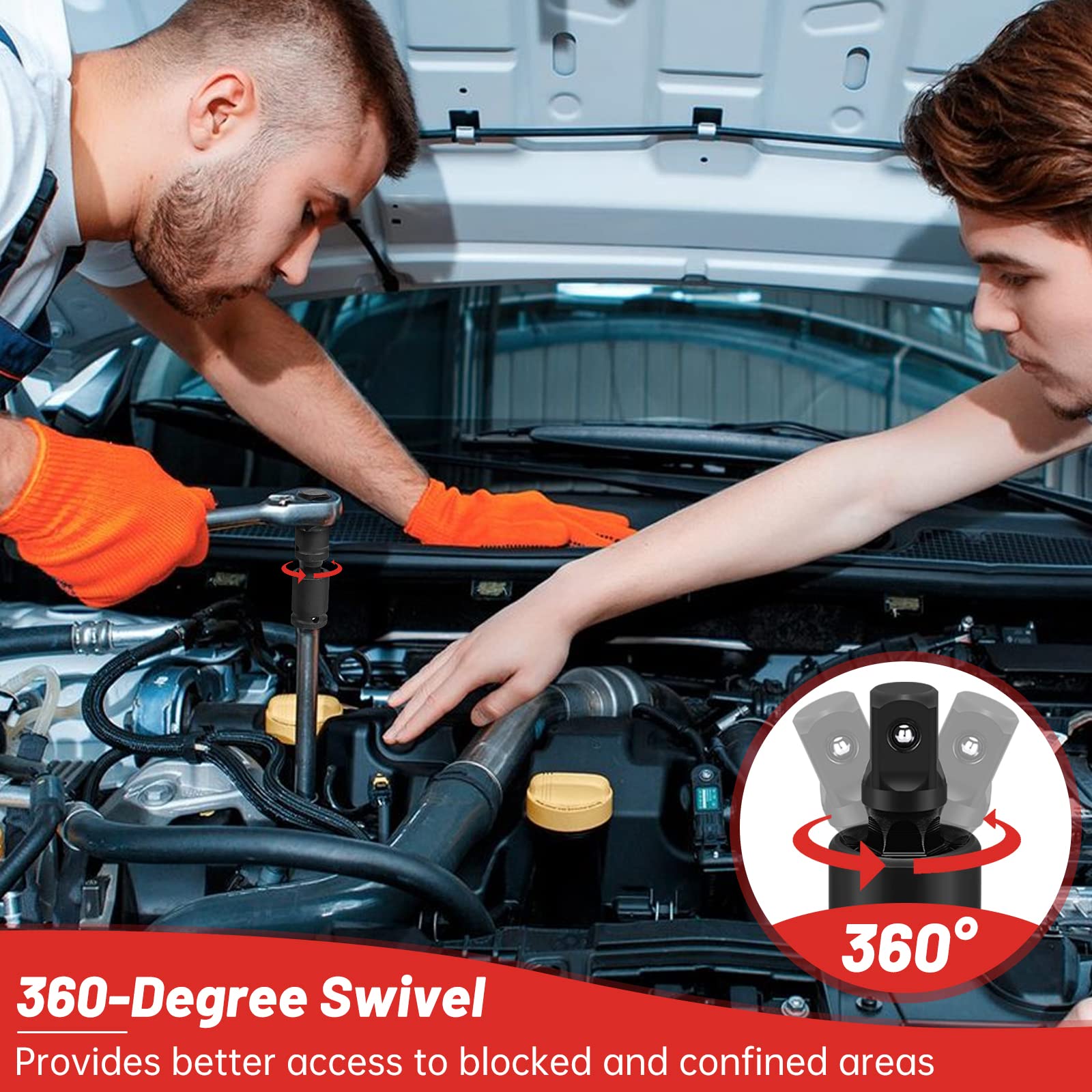 WYBENZ 11-Piece adapters 1-4 to 3-8 expand tool compatibility for mixed sockets.
