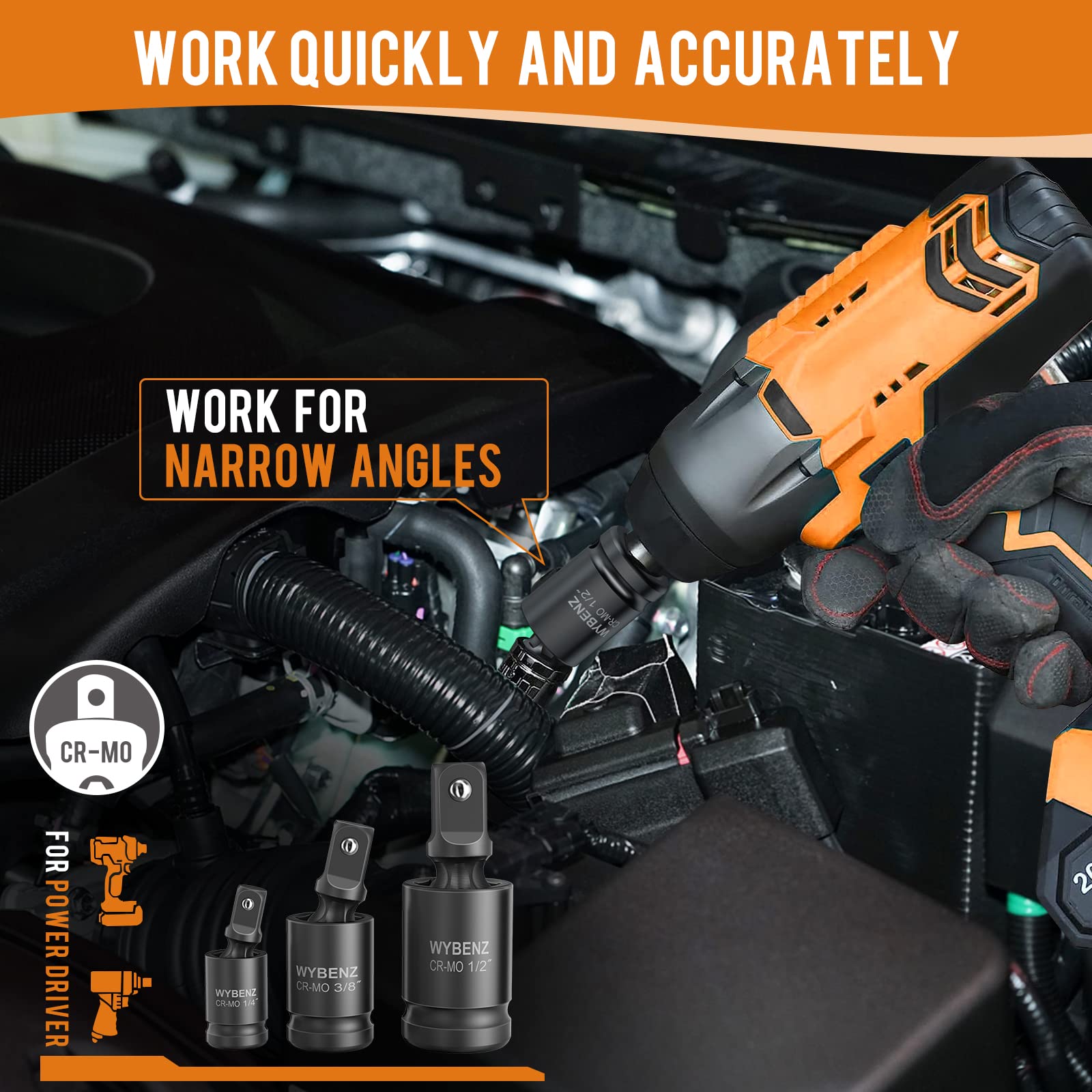 WYBENZ 11-Piece reducer 3-4 to 1-2 enables smooth transitions between common fasteners.
