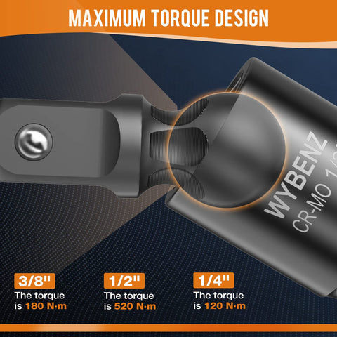 WYBENZ 11-Piece adapters 3-4 to 1 expand size options for wrench sockets.