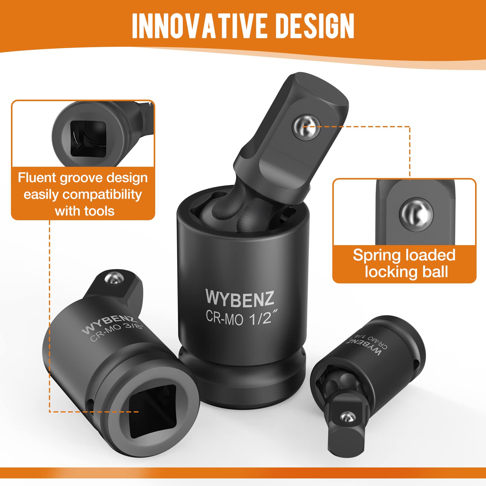 WYBENZ 11-Piece wobble socket with universal joint enhances maneuverability