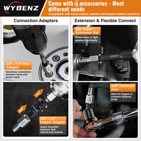 WYBENZ CR-MO steel, heat-treated finish ensures rust resistance for long-lasting tool reliability.