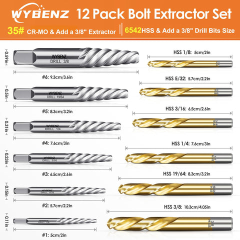 WYBENZ left-hand drill bits in 6 sizes gripping and beginning to cut damaged screws
