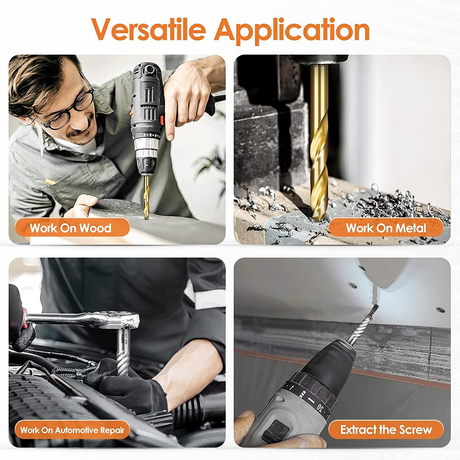 Multi-purpose kit for wood and metal screw removal and repairs.