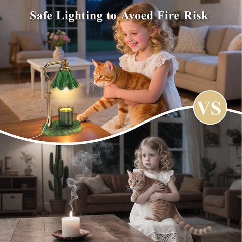 WYghyronic candle warmer lamp timer function offers 2, 4, or 8 hour auto shutoff