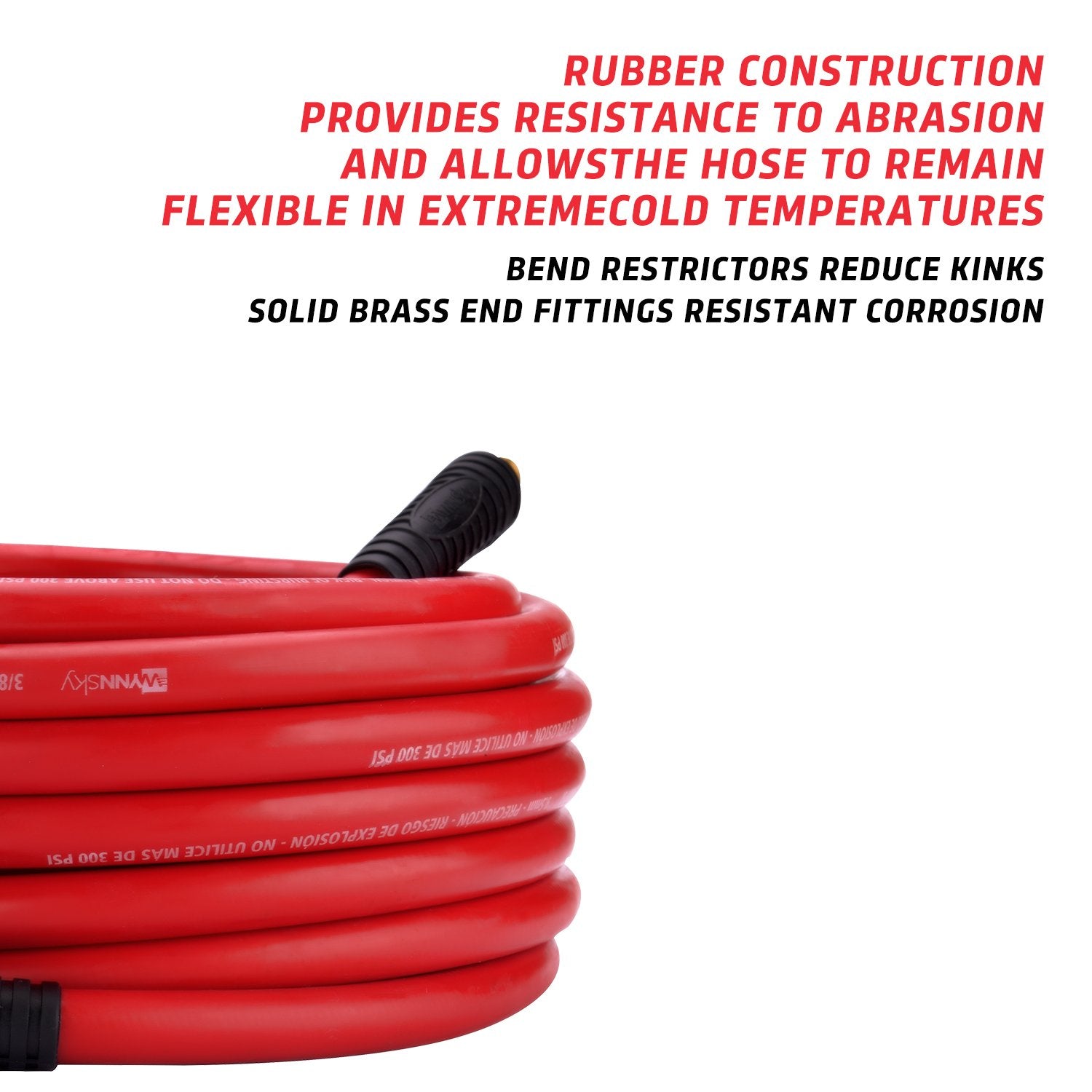WYNNsky hose with bend restrictors reducing kinks during use