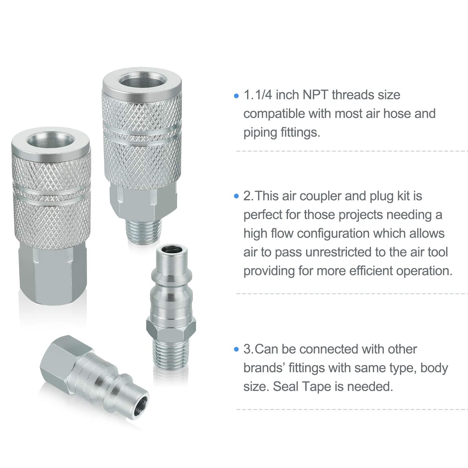 WYNNsky zinc-plated steel coupler provides durable, corrosion-resistant air connections