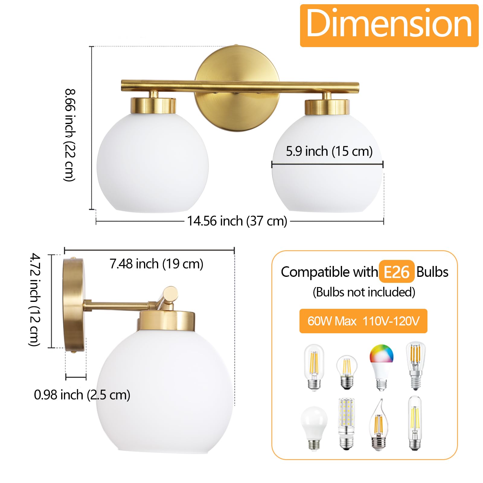 Wynterhaven E26-compatible fixture supports dimmable bulbs for customized ambiance.