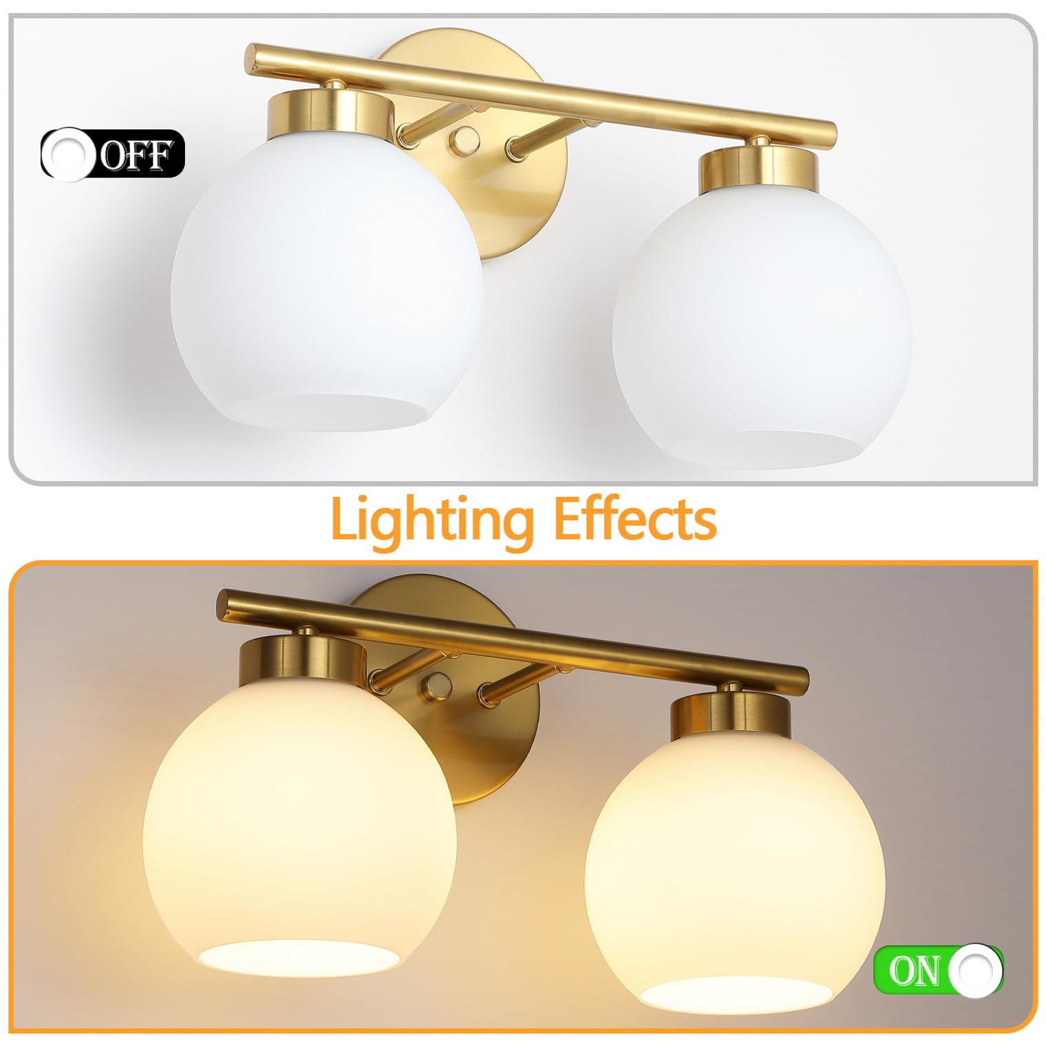 Wynterhaven vanity light dimensions help plan fit above mirrors.