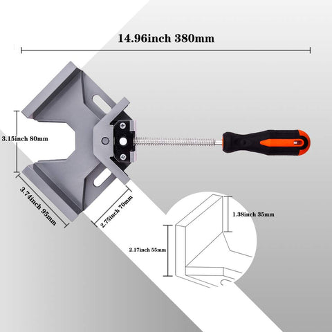 WYQYQ aluminum swing jaw clamp stabilizes cornerwork during woodworking tasks.