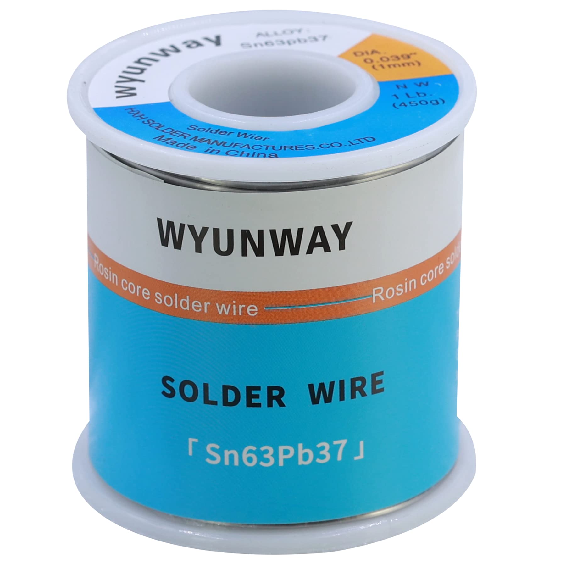 Wyunway Sn63-Pb37 solder wire rosin-core 450 g ready for precise joints.