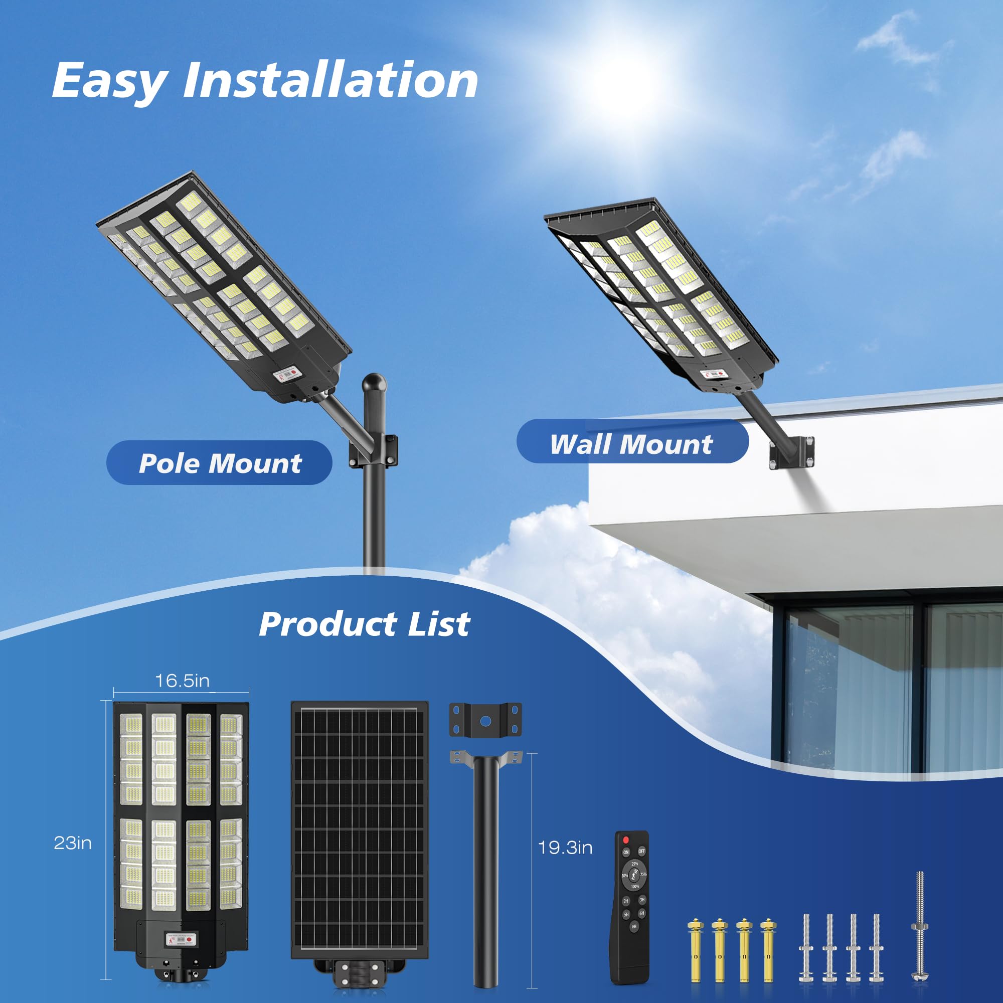 WYWNA 8000W ideal for streets, parking lots, courtyards and more.