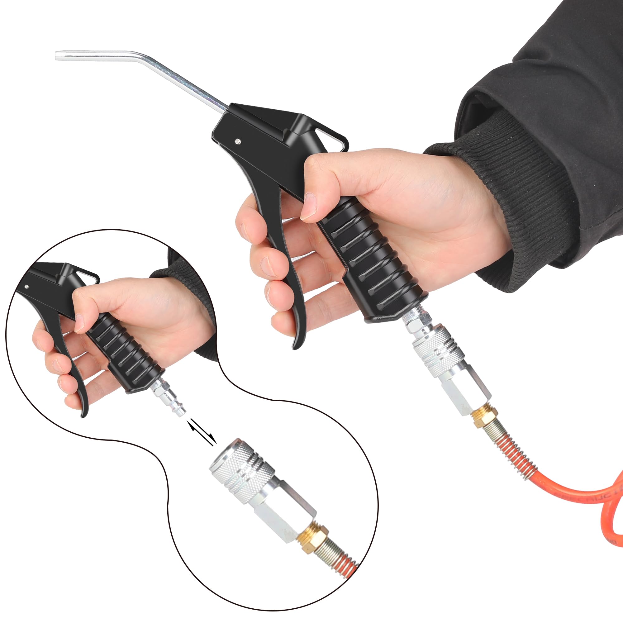 Wyynnsky air blow gun with angled nozzle for hard-to-reach areas