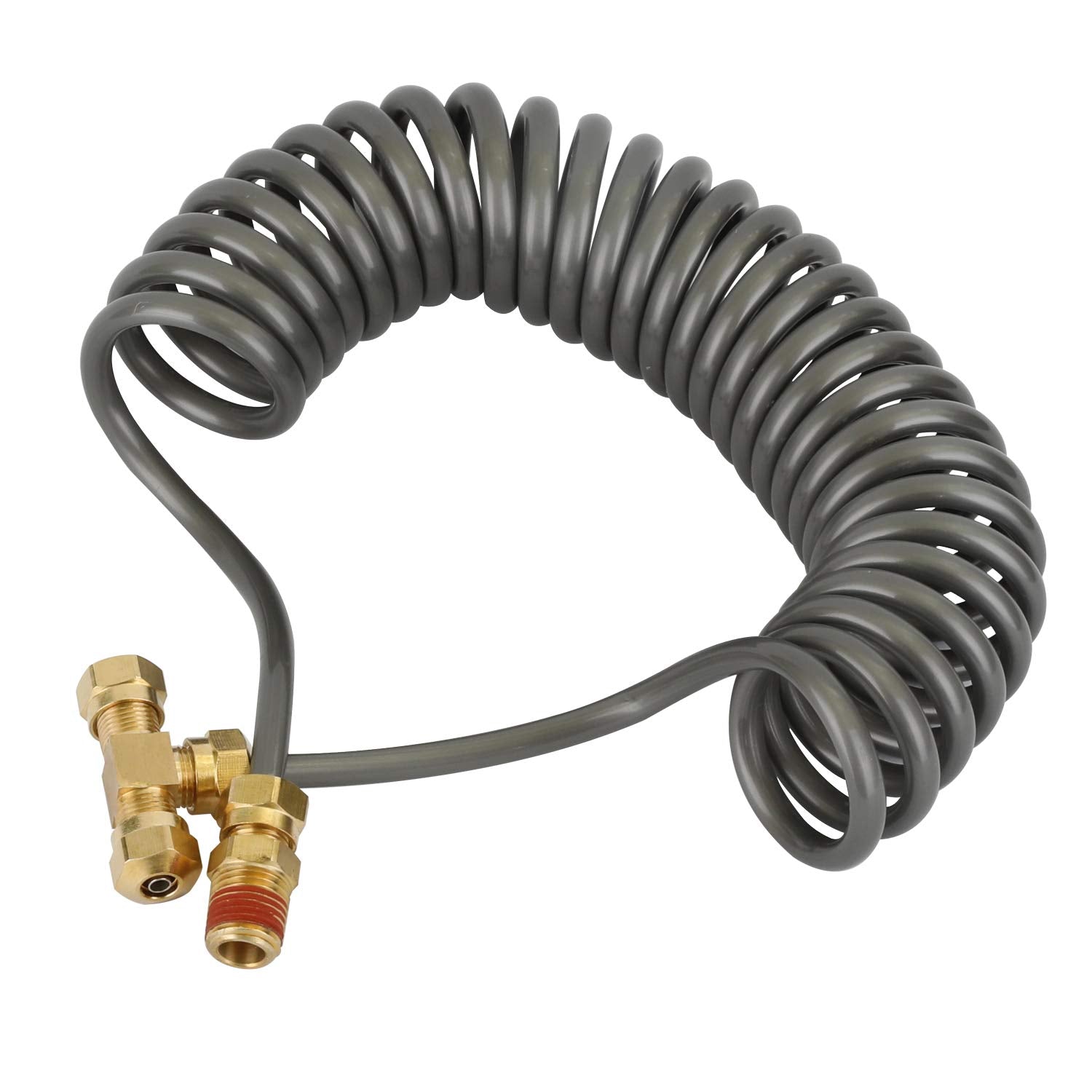 Wyynnsky 1-4 in NPT inlet with 11.5 ft PU coil hose for reach.
