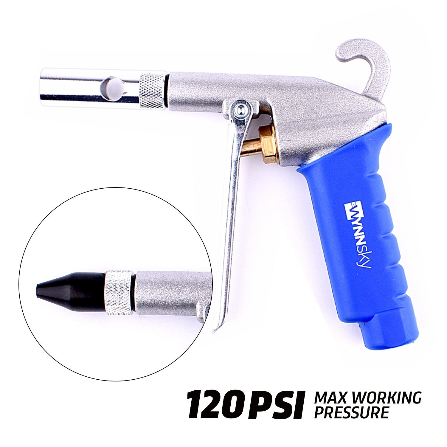 WYNNsky storage hook keeps the blow gun within easy reach between uses.