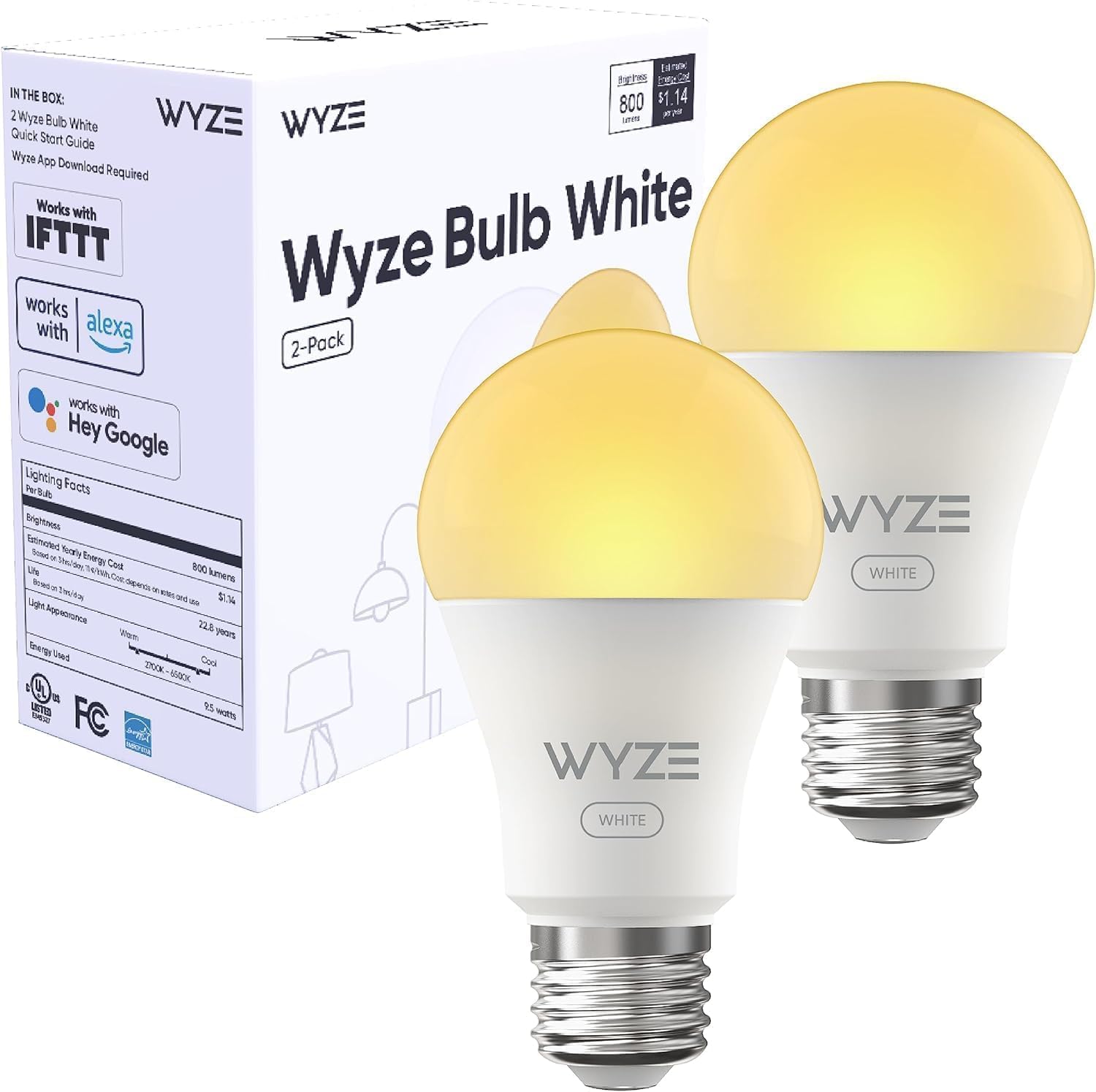 Wyze Lifestyle Bulb close-up showing 800lm in A19 form for bright lighting
