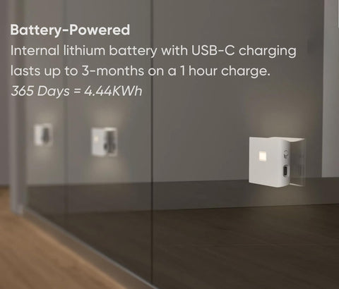 Recharge via USB-C, keeping soft night lighting ready without frequent battery changes.
