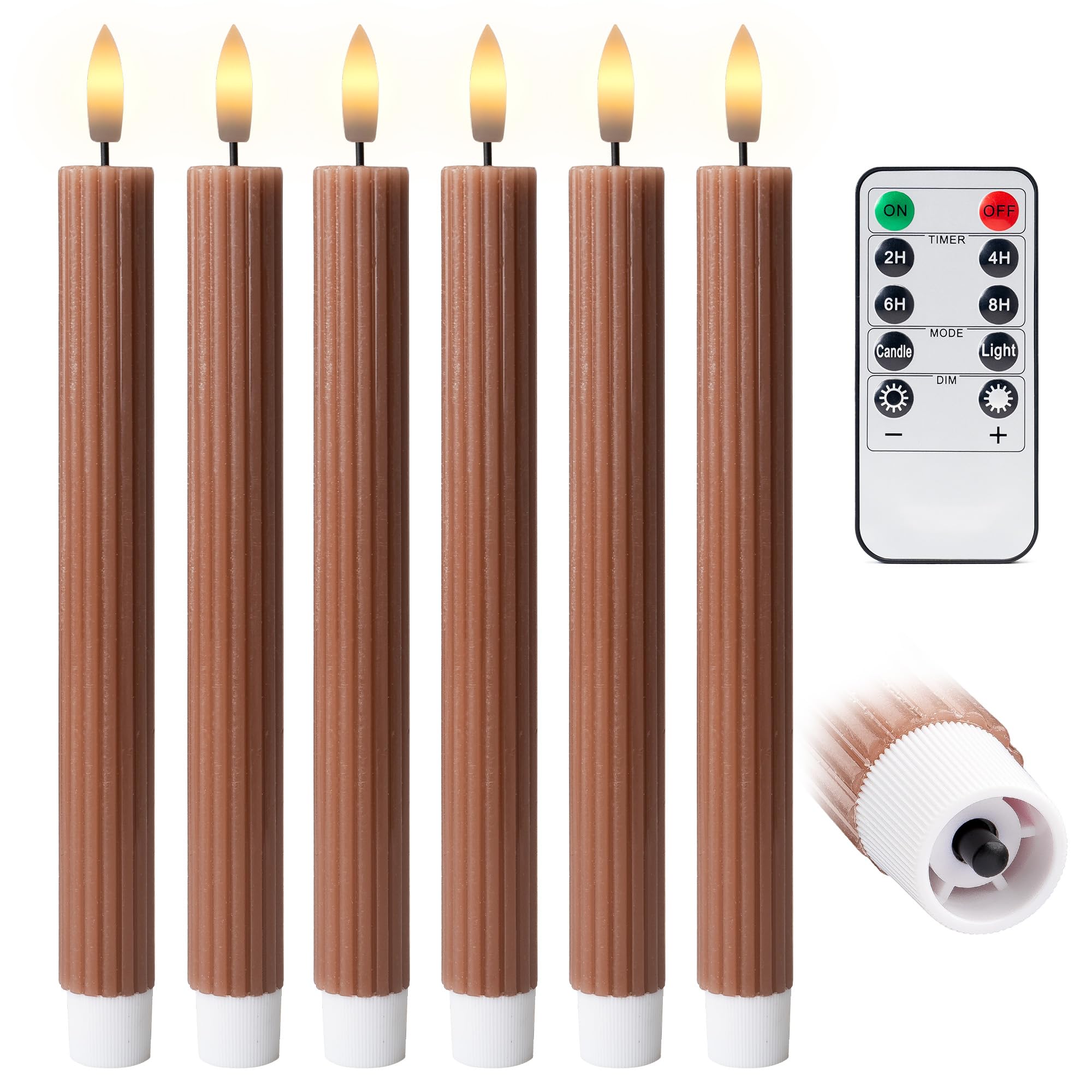 WYZworks 10-inch fluted LED candle with remote for safe ambiance