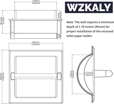 Space-saving recessed mounting by WZKALY, versatile for bath, kitchen, or bedroom.
