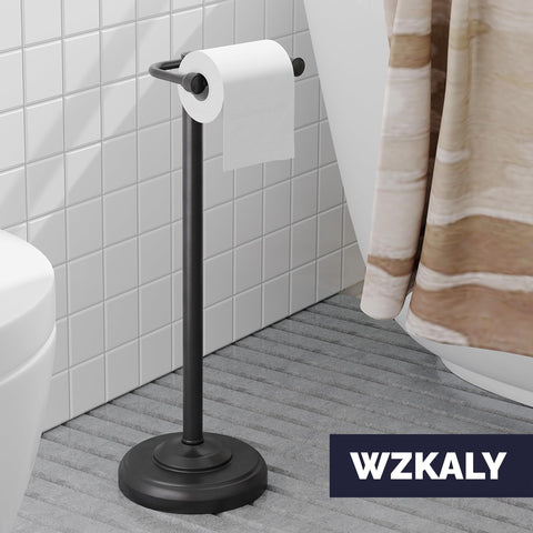 WZKALY free-standing toilet paper holder base provides stability and no-drill installation.