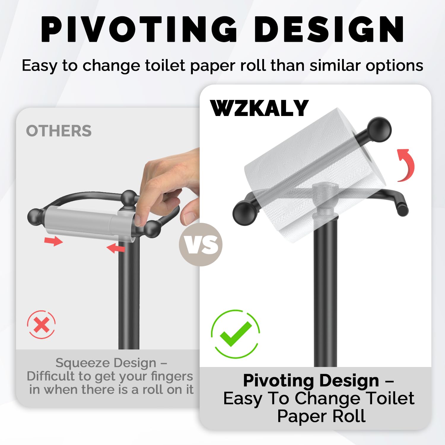 WZKALY post pivoting design rolling arm offers convenient, single-handed paper access.