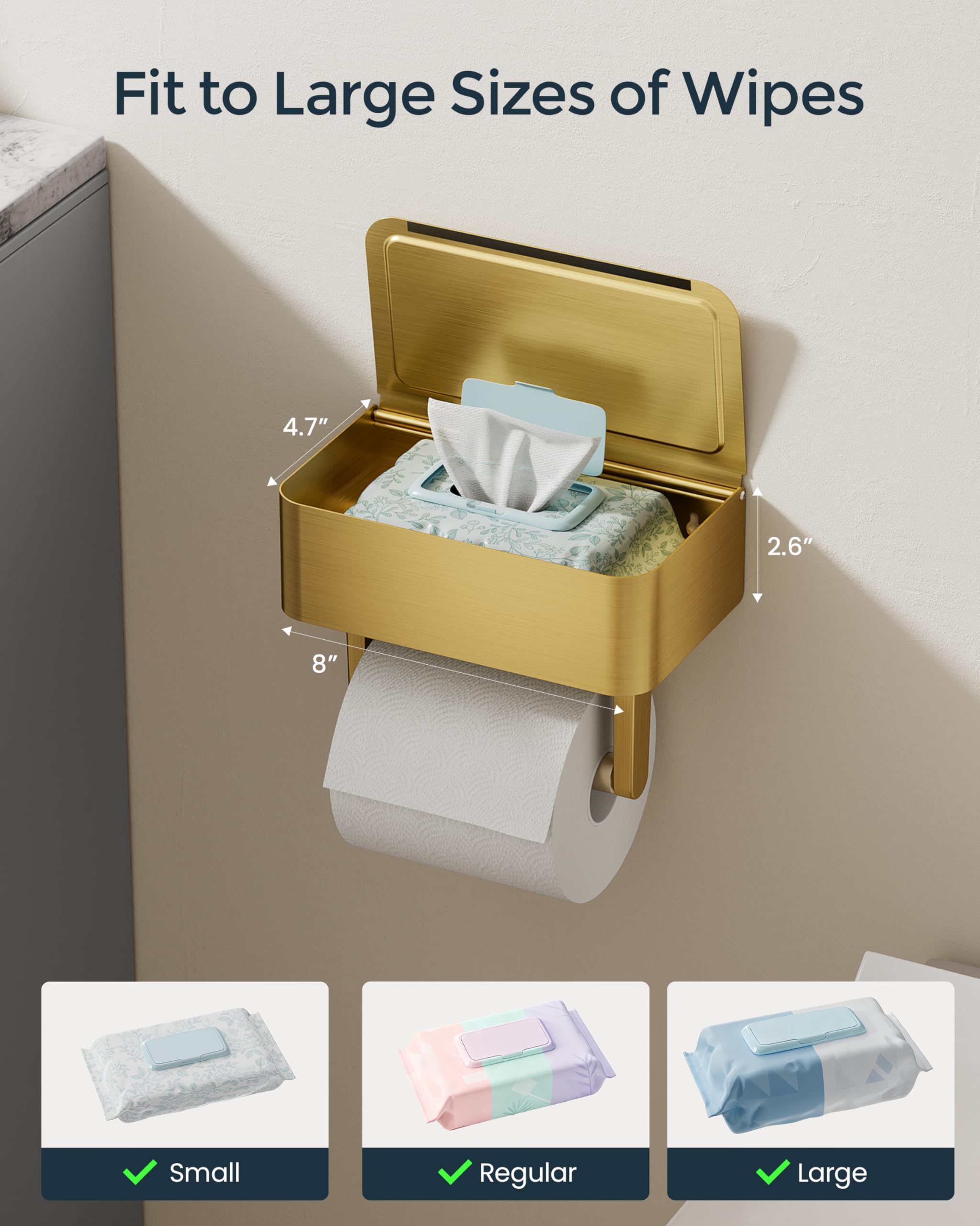 WZKALY top shelf accommodates phone or wipes for convenient access.